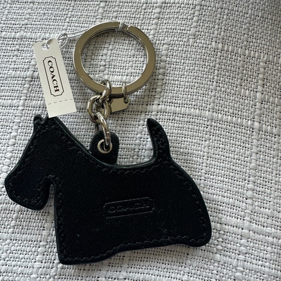 Coach Scotty dog keychain black with silver ring NWT - Picture 2 of 2